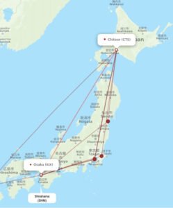 Japan flight map