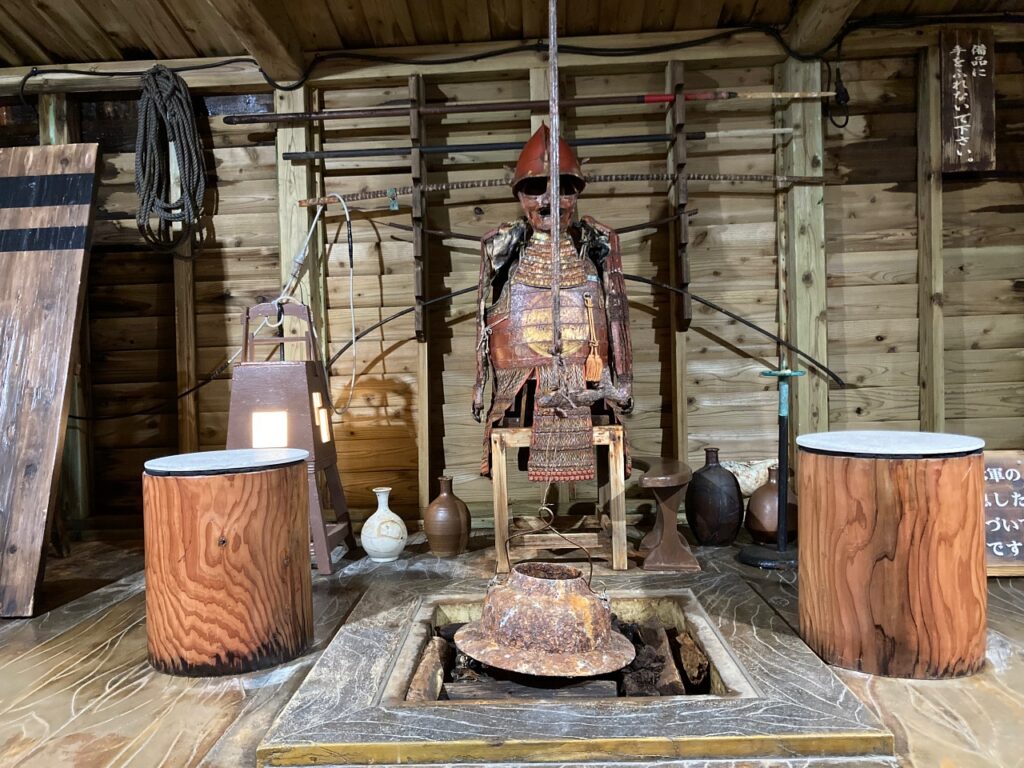 Sandanbeki cave pirate weapon display in Wakayama Japan