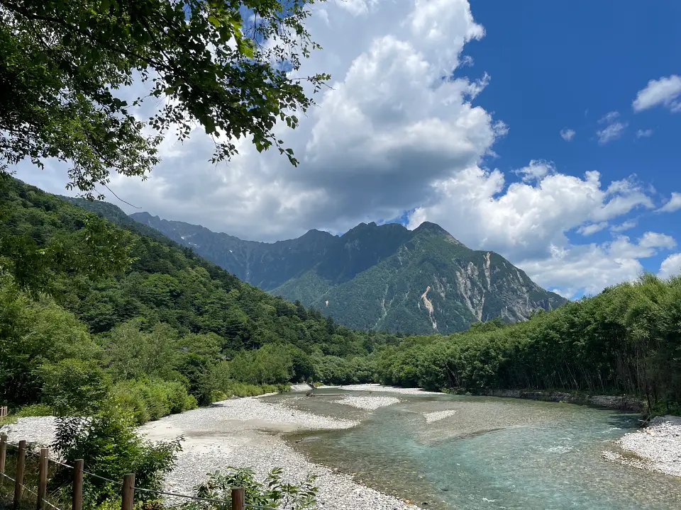 river and alps in Nagano Japan