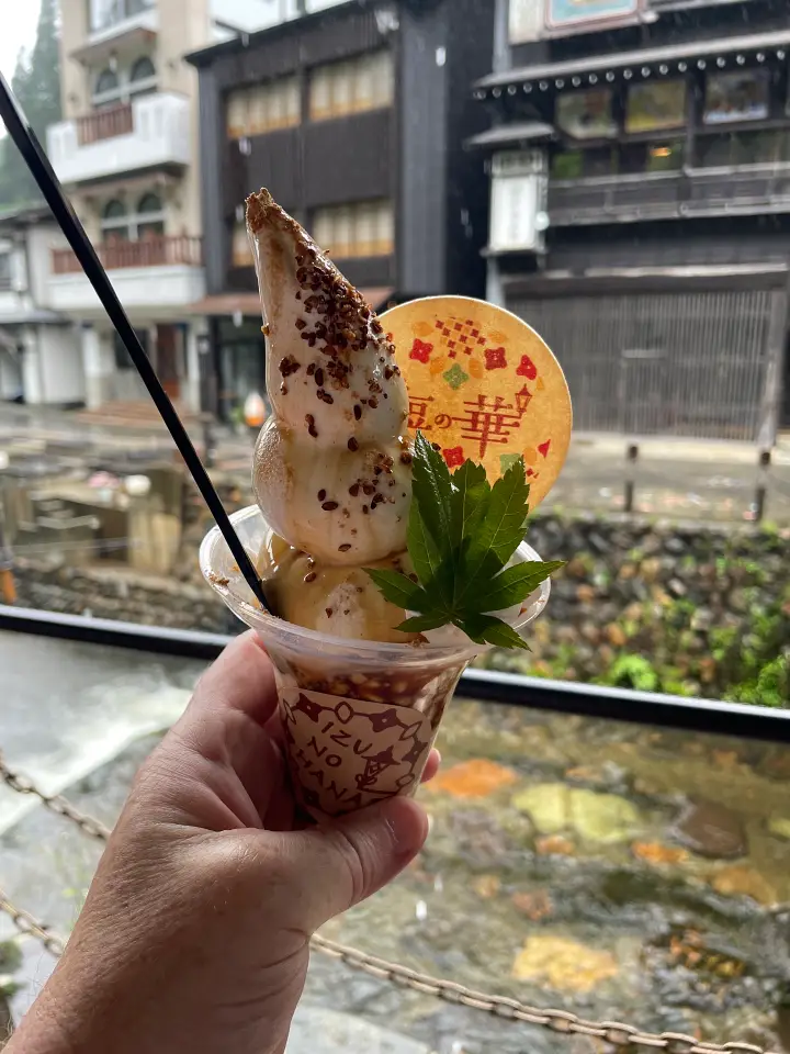 soft serve ice cream at Ginzan Onsen in Yamagata Japan
